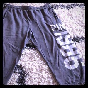 PINK gray sweat capris.